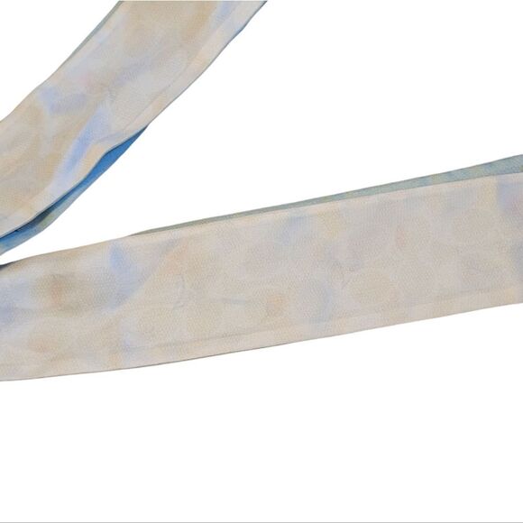 Coach Women's Light Blue Floral Silk Tie Scarf OS - Picture 6 of 6